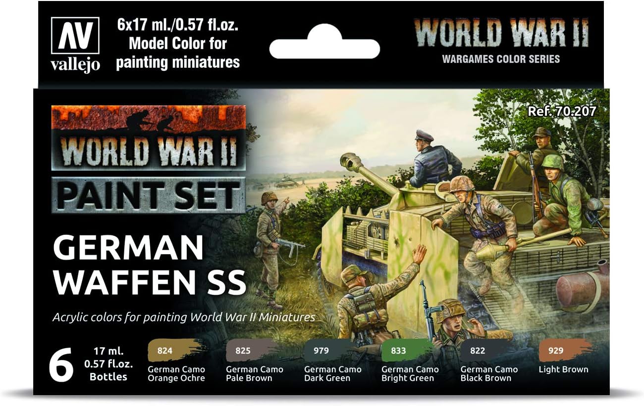 Vallejo WWII German Waffen SS Model Color Paint Set (6 paints)