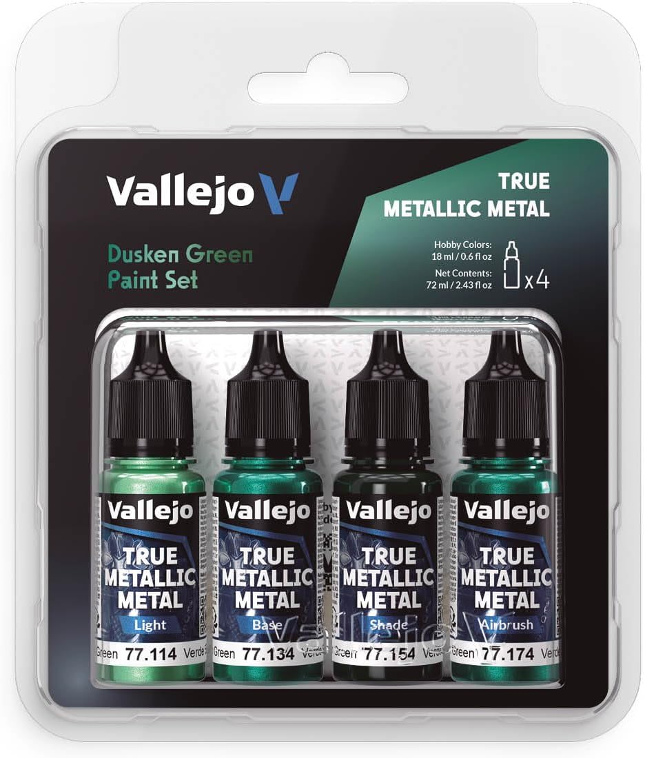 Vallejo Dusken Green Paint Set — True Metallic Metal (4x18ml)