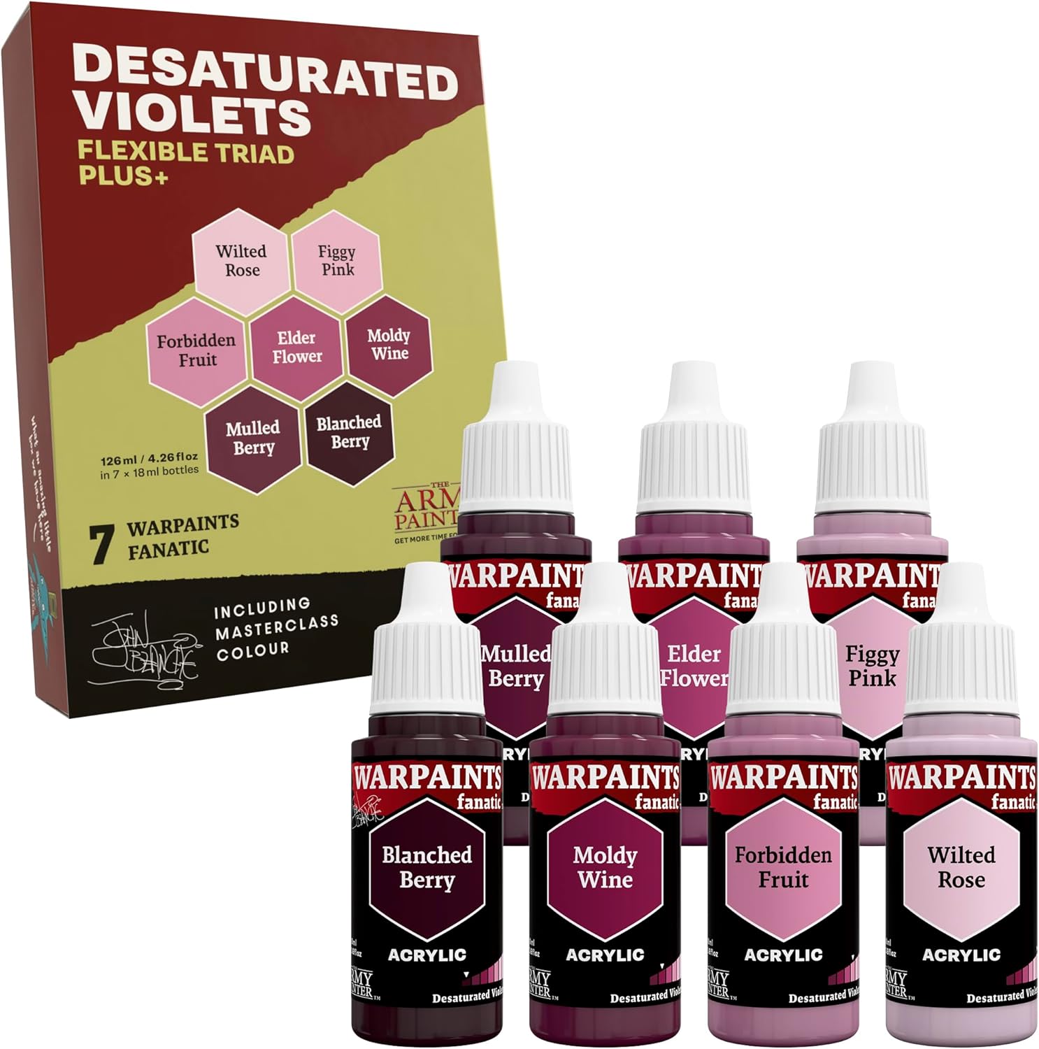 The Army Painter, Warpaints Flexible Triad PLUS+: Desaturated Violets, 7 x 18 ml acrylic paints
