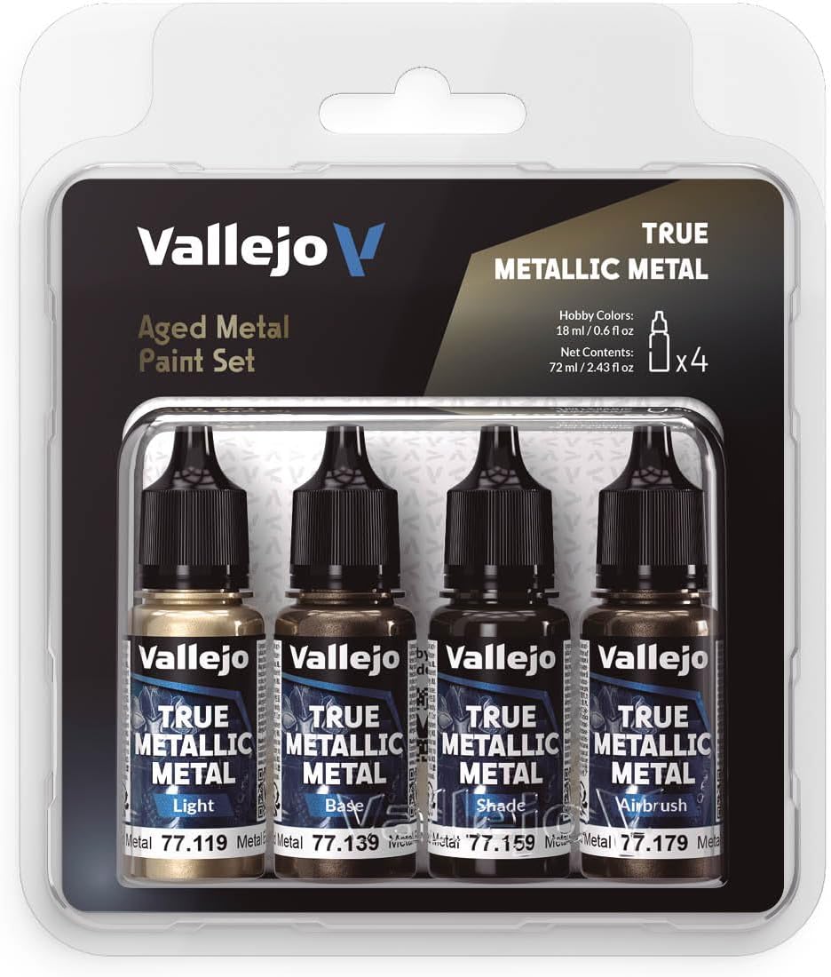Vallejo Aged Metal Paint Set — True Metallic Metal