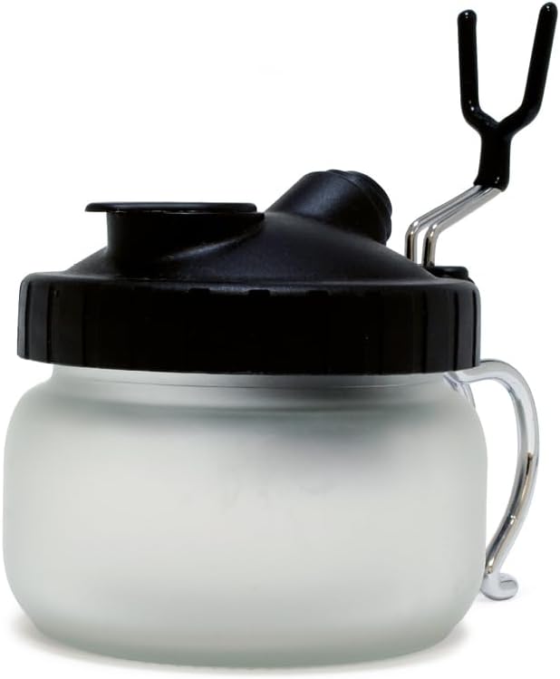 Vallejo Airbrush Cleaning Station - Glass Jar with Plastic Lid, 3 Filters & Airbrush Holder